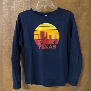Old Navy Women’s Navy Blue Texas Sunset Cactus Scene Crew Neck Sweatshirt Size S